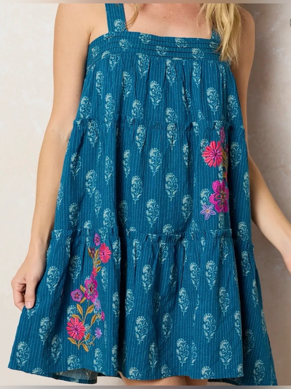 NWT Natural  Life  Mini Dress  Tiered Boho Swing Sleeveless, cotton & Rayon